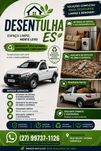 Retirada de móveis velhos e entulhos ensacados