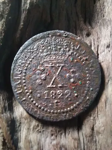 Moeda antiga de X Réis Cobre Brasil Colônia  1822