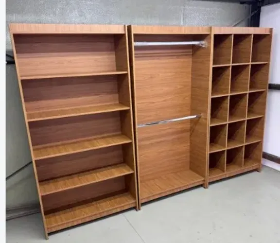 PRATELEIRA + CABIDEIRO DUPLO + COLMEIA AMADEIRADO - 100% MDF - NOVO