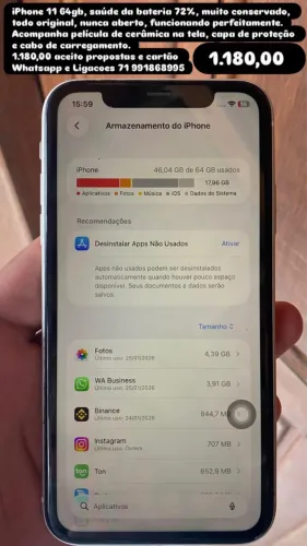 iPhone 11 64gb todo original, nunca aberto! 