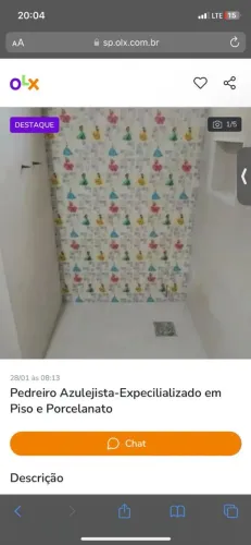Pedreiro Azulejista -Especializado assentamento de Piso e Porcelanato
