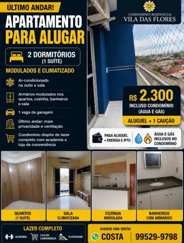 Apto 2 Quartos (1 Suíte) Último Andar | Modulados + Climatizado | R$ 2.300