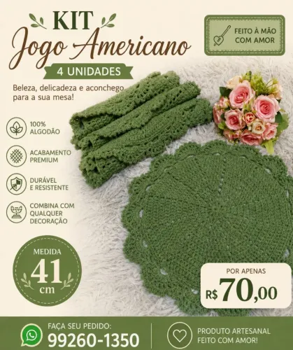 Sousplat Jogo americano em crochê 