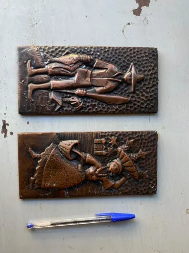 Antigo par de quadro em cobre (ref:255)