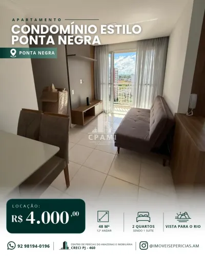 Estilo Ponta Negra | 2 Quartos | Vista Rio Negro | R$ 4.000