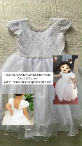 Vestido de festa infantil branco / daminha / batizado