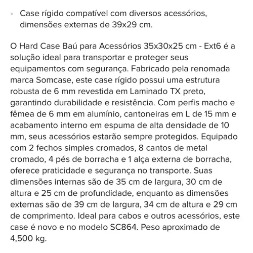 Hard Case Baú Acessórios 35x30x25 Cm - 
