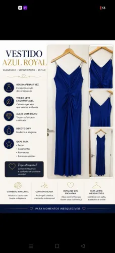 Vestido longo festa Azul Royal