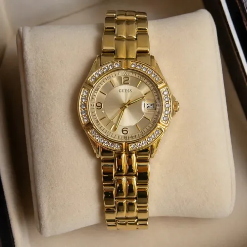 Relógio Guess U85110L1 Feminino Dourado Original Com Pedras