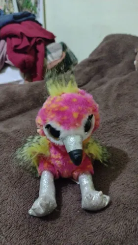 Pelúcia Ty Beanie Boos - Fliss o Flamingo Rosa e Amarelo (Olhos Grandes)