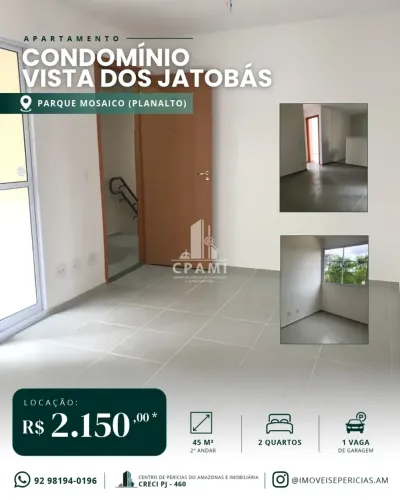 Vista dos Jatobás | 2 Quartos | Mobiliado ou Sem Mobília