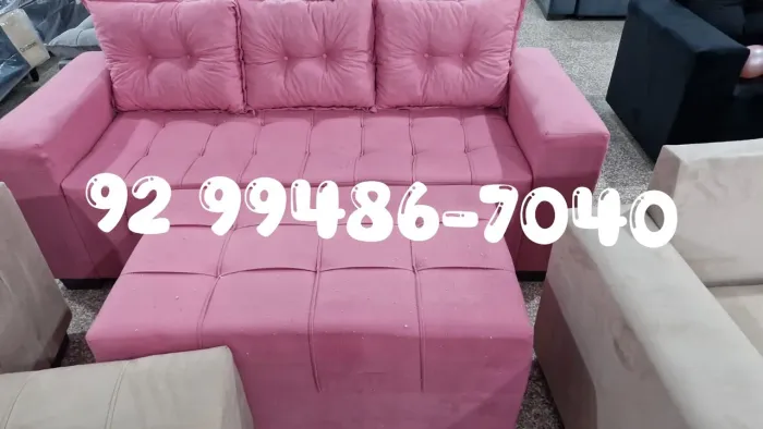 SOFA 3 LUGARES + PUFF EXTRA GRANDE + FRETE GRÁTIS