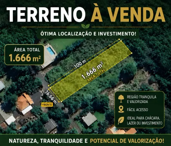 TERRENO 1.666M² EM MARIALVA - PRONTO PARA CONSTRUIR - CHÁCARA OU LAZER