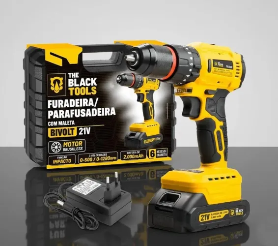 Parafusadeira e Furadeira THE BLACK TOOLS!! 2 BATERIAS! LACRADA!