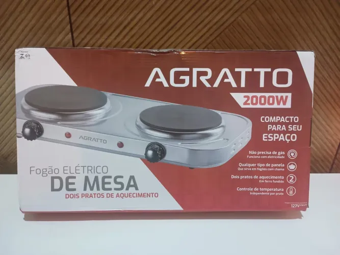 Fogão elétrico 2 bocas novo 110V Agratto Inox Cozinha tudo testado e aprovado