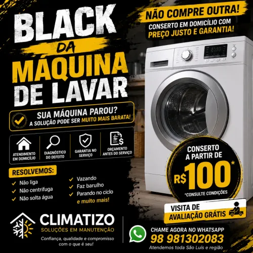 CONSERTO MÁQUINA DE LAVAR A PARTIR DE R$100 + VISITA GRÁTIS