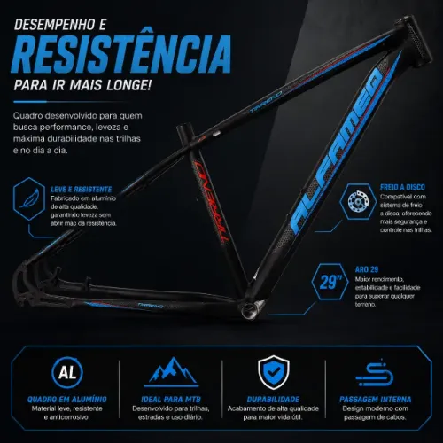 QUADRO MTB ARO 29 EM ALUMÍNIO TAMANHO 19