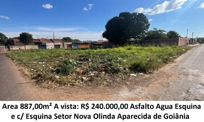 Leia a descrição: Area 887,00m² (Asfalto e Agua) Setor Nova Olinda