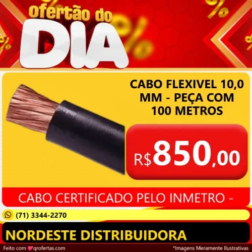 CABO 10,0 MM FLEXIVEL 750V - CERTIFICADO PELO INMETRO - CABINHO FLEXIVEL 10,0 MM 750V