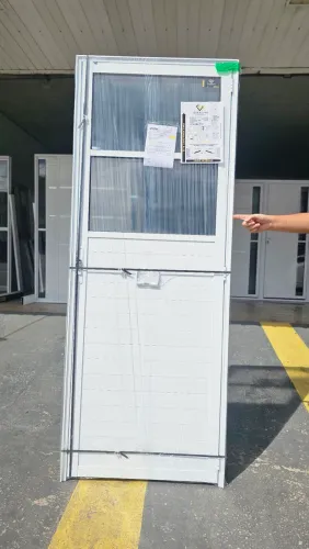 PORTA DE ALUMÍNIO LAMBRIL BRANCO COM VIDRO FIXO - 80CM