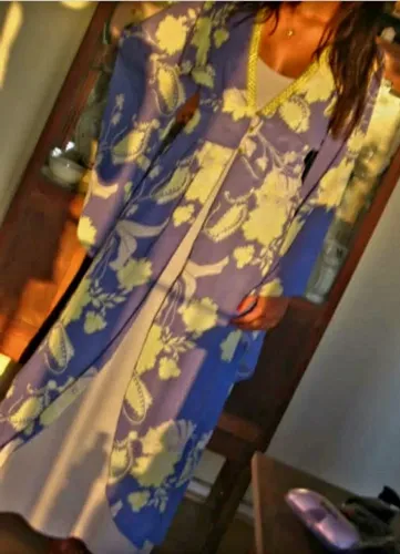 Robe estampado viscolycra estilo Boho mangas longa/ Tamanho Único