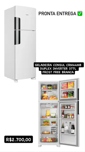 Geladeira consul 377L Frostfree Inverter Nova