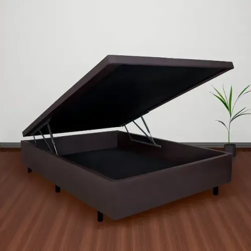 Cama Base Box Baú Viúva Marrom Pinheiro