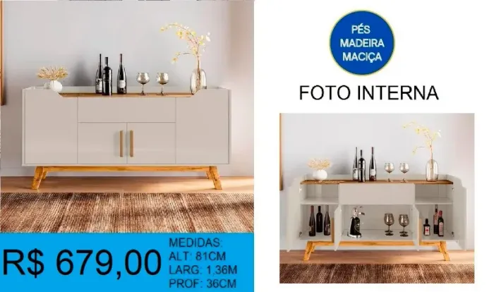 Aparador com gaveta - Pratico - Entrega e montagem gratis 