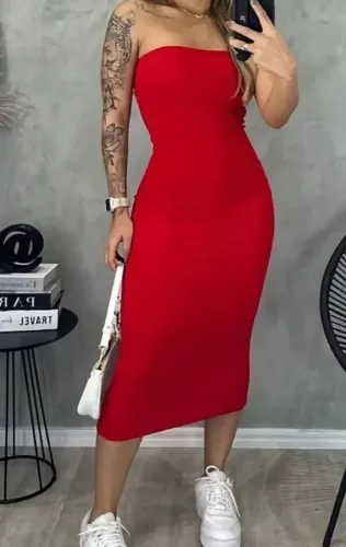 Vestido longo tubinho tomara q caia
