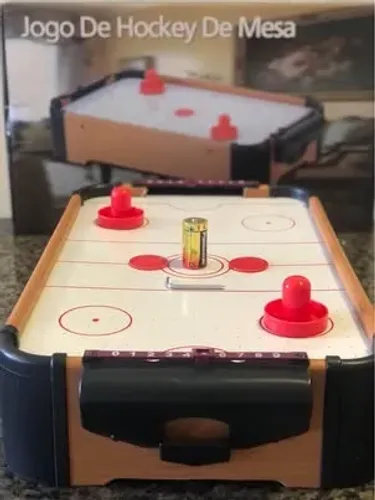 Mini Mesa de Air Hockey Portátil - Jogo de Hockey de Mesa - Completa