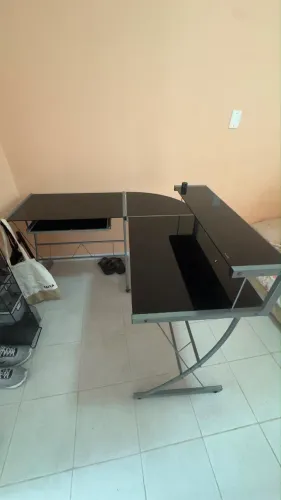 Mesa L escritório Vidro Temperado