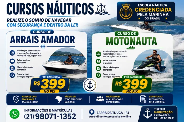 Habilitação Náutica - R$ 399 por Categoria