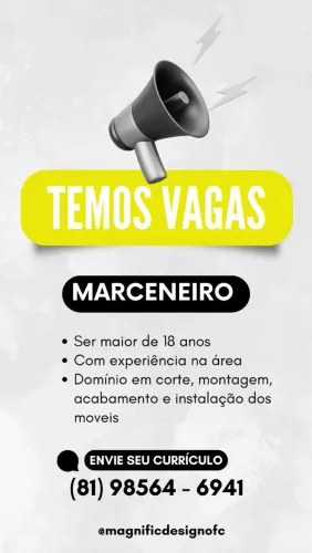 VAGA PARA MARCENEIRO
