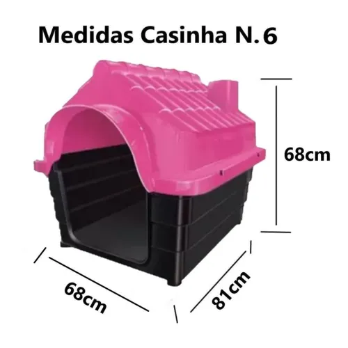 Casinha Para Cachorro Nº 6 Rosa Plástica Grande - 81x68x68 cm