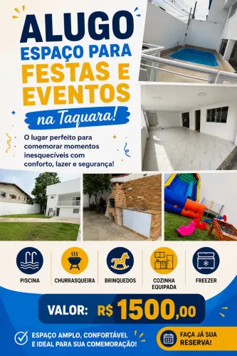 Salão de festa na Taquara incluso Brinquedos