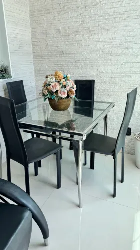 Mesa inox+ vidro Artefacto 