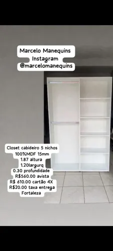 Closet cabideiro 5 nichos branco 