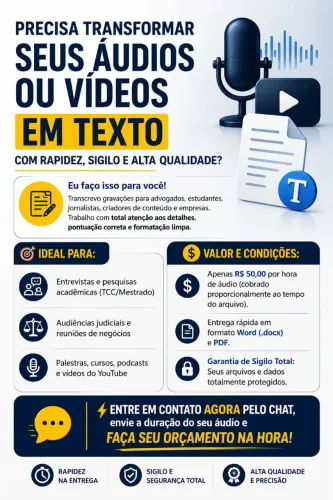 Transcrição de Áudio e Vídeo Profissional - R$ 50 por Hora