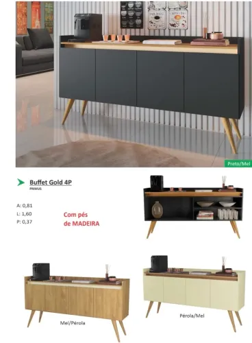 Aparador Buffet Gold 4 portas