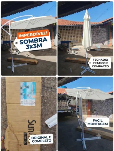Guarda-Sol Lateral SunAsia 3x3m Branco - Novo, nunca usado!