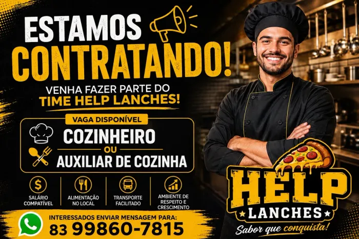Estamos contratando cozinheiro auxiliar de cozinha e Pitzayolo