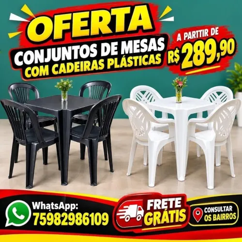 Conjuntos de mesas e cadeiras plásticas - A partir: