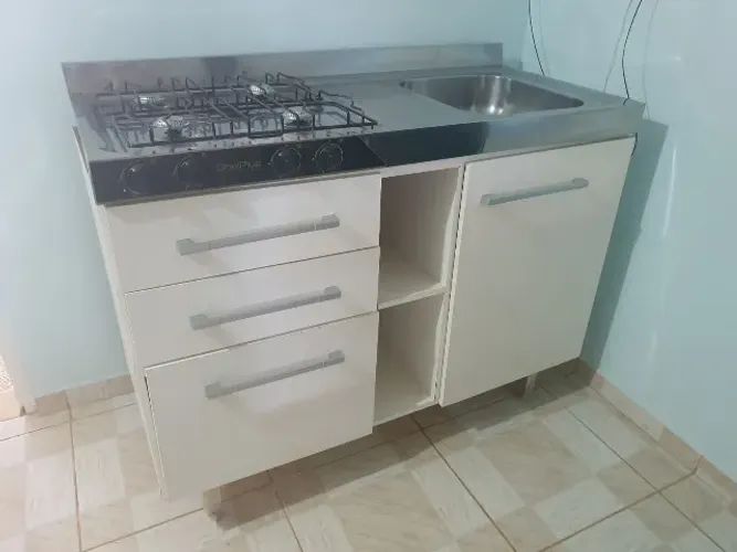 Fogão acoplado com pia com Balcão Evolution branco 4 Bocas - Ghel´Plus
