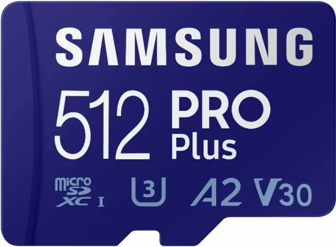 Samsung Cartão de memória microSD PRO Plus + adaptador, 512 GB microSDXC, até 180 MB/s,