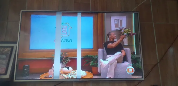 TV LG 49 polegadas entrada de enternet tela com listras  