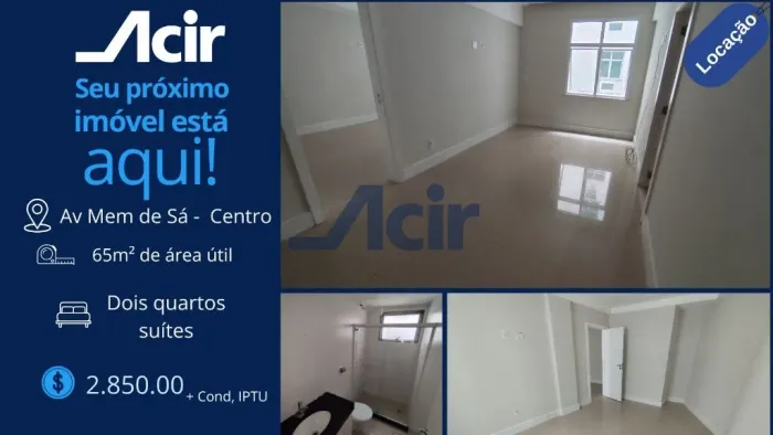 Apartamento dois quartos com duas suítes, 65m² por R$ 2.850,00/mês - Centro - Rio de Janei