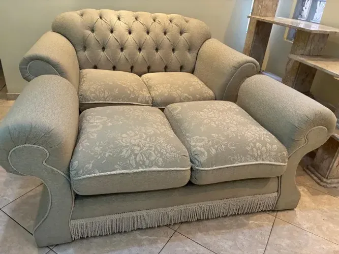 Conjunto Sofá Clássico Capitonê Verde 3 peças (2 e 3 Lugares + Recamier) Impermeabilizado