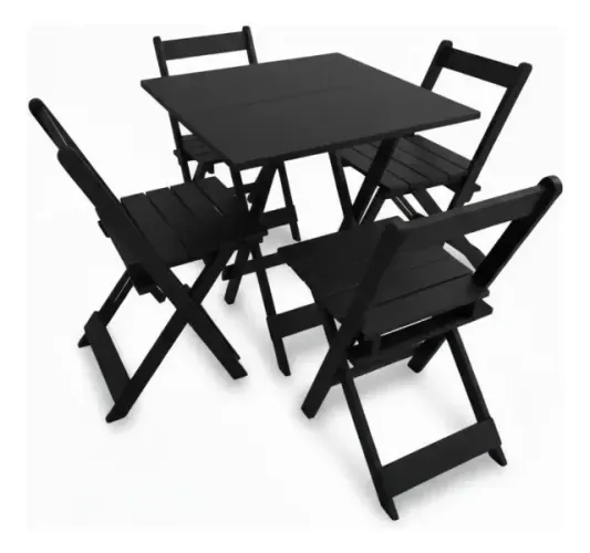 Conjunto de mesa preto 4 cadeira
