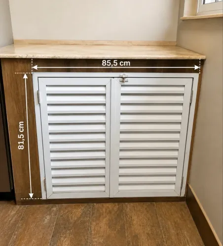 Portinhola de Alumínio Branco Veneziana 85,5 x 81,5 cm - 2 Folhas