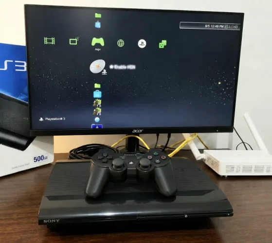 PS3 S/Slim DESBLOQUEADO HEN | +1 CONTROLE | Com Loja Grátis| IMPECÁVEL